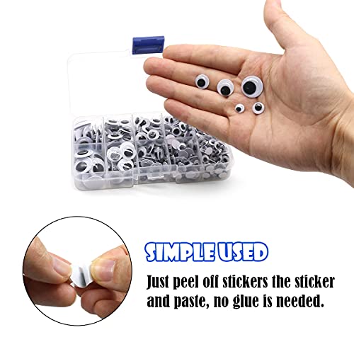 450Pcs Black Wiggle Googly Eyes with Self-Adhesive, 6mm 8mm 10 mm 12mm 15mm Mixed Packaging,3 Years and up