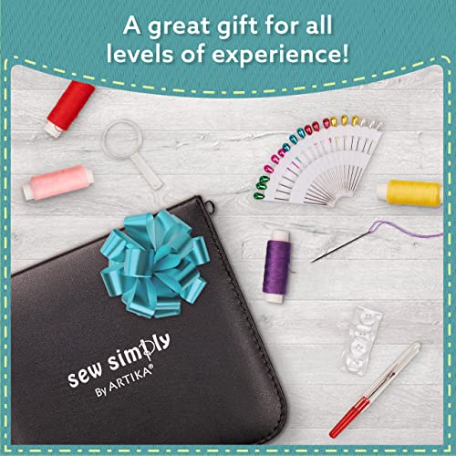 ﻿﻿ARTIKA Sewing Kit for Adults and Kids - Small Beginner Set w/ Multicolor Thread, Needles, Scissors, Thimble & Clips - Emergency Repair and Travel Kits - Sewing Accessories and Supplies