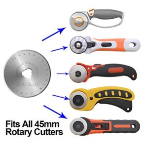 Rotary Cutter Blades 45mm 10 Pack Refill by SOMOLUX,Fits OLFA,DAFA,Truecut Replacement, Quilting Scrapbooking Sewing Arts Crafts,Sharp and Durable