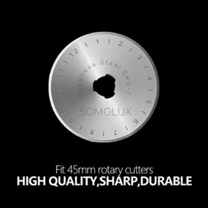 Rotary Cutter Blades 45mm 10 Pack Refill by SOMOLUX,Fits OLFA,DAFA,Truecut Replacement, Quilting Scrapbooking Sewing Arts Crafts,Sharp and Durable