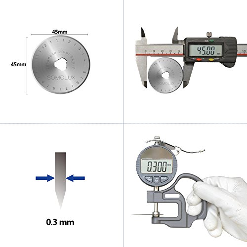 Rotary Cutter Blades 45mm 10 Pack Refill by SOMOLUX,Fits OLFA,DAFA,Truecut Replacement, Quilting Scrapbooking Sewing Arts Crafts,Sharp and Durable