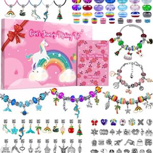 Charm Bracelet Making Kit, Gionlion 150 Pcs Jewelry Making Supplies Including European Beads Charm Pendants Snake Chains, Unicorn Gifts Set for Teen Girls Arts and Crafts for Kids Ages 5 6 7 8 9 10-12