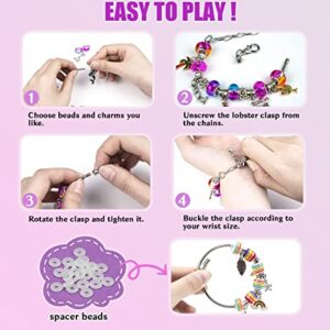 Charm Bracelet Making Kit, Gionlion 150 Pcs Jewelry Making Supplies Including European Beads Charm Pendants Snake Chains, Unicorn Gifts Set for Teen Girls Arts and Crafts for Kids Ages 5 6 7 8 9 10-12