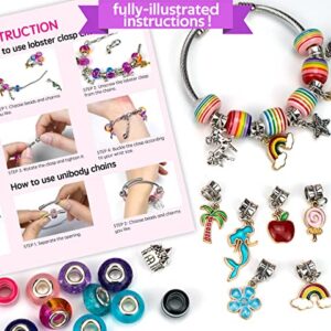 Charm Bracelet Making Kit, Gionlion 150 Pcs Jewelry Making Supplies Including European Beads Charm Pendants Snake Chains, Unicorn Gifts Set for Teen Girls Arts and Crafts for Kids Ages 5 6 7 8 9 10-12