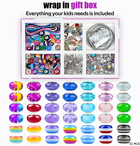 Charm Bracelet Making Kit, Gionlion 150 Pcs Jewelry Making Supplies Including European Beads Charm Pendants Snake Chains, Unicorn Gifts Set for Teen Girls Arts and Crafts for Kids Ages 5 6 7 8 9 10-12