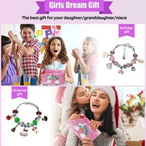 Charm Bracelet Making Kit, Gionlion 150 Pcs Jewelry Making Supplies Including European Beads Charm Pendants Snake Chains, Unicorn Gifts Set for Teen Girls Arts and Crafts for Kids Ages 5 6 7 8 9 10-12