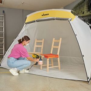 Wagner Spraytech C900038.M Large Spray Shelter with Built-In Floor & Screen, Portable Paint Booth for DIY Spray Painting, Hobby Paint Booth Tool Painting Station, Spray Paint Tent, White, Yellow