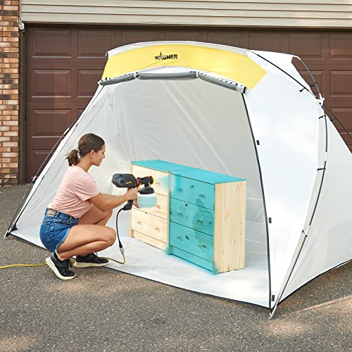 Wagner Spraytech C900038.M Large Spray Shelter with Built-In Floor & Screen, Portable Paint Booth for DIY Spray Painting, Hobby Paint Booth Tool Painting Station, Spray Paint Tent, White, Yellow
