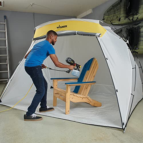 Wagner Spraytech C900038.M Large Spray Shelter with Built-In Floor & Screen, Portable Paint Booth for DIY Spray Painting, Hobby Paint Booth Tool Painting Station, Spray Paint Tent, White, Yellow