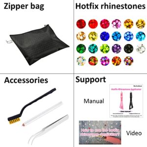 Worthofbest Hotfix Rhinestone Setter, Applicator ToolKit, Hot Fixed Wand Bedazzler Kit, 4080Pcs, AB Crystal, Clear, 14 Colors, 7 Tips, 4 Gems Sizes, Tweezers, , Jewel Picker, Trays, Zip Bag