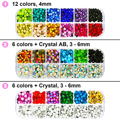 Worthofbest Hotfix Rhinestone Setter, Applicator ToolKit, Hot Fixed Wand Bedazzler Kit, 4080Pcs, AB Crystal, Clear, 14 Colors, 7 Tips, 4 Gems Sizes, Tweezers, , Jewel Picker, Trays, Zip Bag