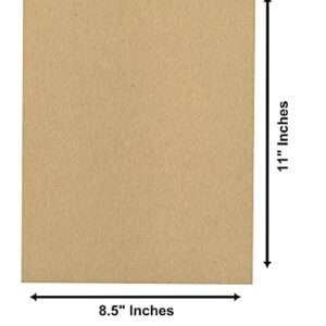 Chipboard Sheets 8.5" x 11" - 100 Sheets of 22 Point Chip Board for Crafts - This Kraft Board is a Great Alternative to MDF Board and Cardboard Sheets