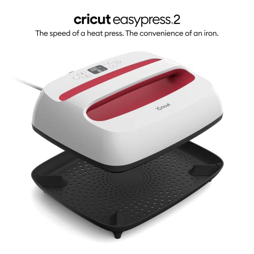 Cricut EasyPress 2 Heat Press Machine (9 in x 9 in), Ideal for T-Shirts, Tote Bags, Pillows, Aprons & More, Precise Temperature Control, Features Insulated Safety Base & Auto-Off, Raspberry