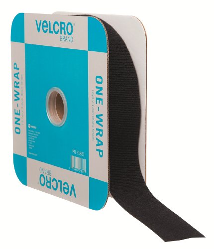 VELCRO Brand ONE-WRAP Double Sided Roll | 45 Ft x 1-1/2 In | Cut to Length Straps Heavy Duty | Bundling Ties Fasten to Themselves for Secure Hold, Black (91881)