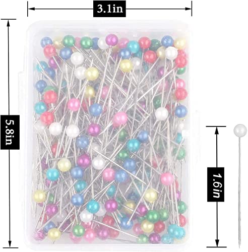 Sewing Pins, 600 PCS Straight Pins 1.6 in Pearlized Ball Head Pins, Sewing Pins for Fabric DIY Sewing Pins Crafts