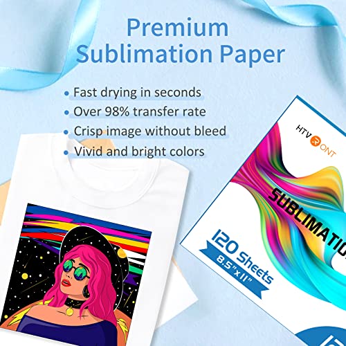 HTVRONT Sublimation Paper 8.5 x 11 Inch - 120 Sheets Easy to Transfer Sublimation Paper for T-shirts, Tumblers, Mugs (A4)