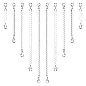 anezus 10pcs necklace extenders, jewelry extenders for necklaces, silver bracelet extender, chain extenders for necklace, bracelet and jewelry making (assorted sizes)