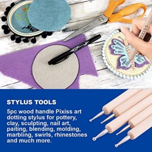 E6000 1-Ounce Tube with Precision Tips Industrial Strength Adhesive for Crafting and Pixiss Wooden Art Dotting Stylus Pens 5 pcs Set - Rhinestone Applicator Kit