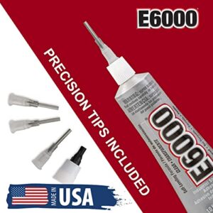 E6000 1-Ounce Tube with Precision Tips Industrial Strength Adhesive for Crafting and Pixiss Wooden Art Dotting Stylus Pens 5 pcs Set - Rhinestone Applicator Kit