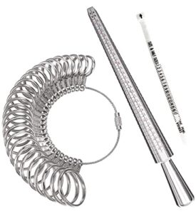 meowoo ring sizer measuring tool set, ring gauges with finger sizer mandrel ring sizer tools for jewelry sizing measuring