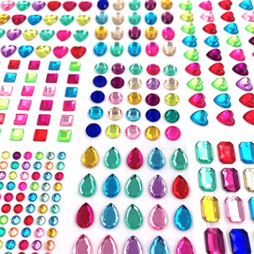 365pcs Jewels Stickers Gem Stickers Rhinestone for Crafts Sticker Gems Self Adhesive Bling Jewels