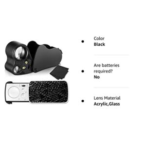 2 Pieces Jewelers Loupe 30X 60X 90X Illuminated Jewelers Eye Loupe Magnifier Jewelry Magnifying Glass Loop with UV Black Light and Bright LED Light for Jewelry Diamond Gem Coin Stamp Rock (Black)