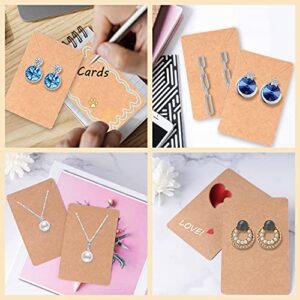 Earring Cards, Set Earring Display Cards with 100 Pcs Earring Holder Cards 200 Pcs Earring Backs and 100 Jewelry Packaging for Earrings Necklace Jewelry Display, Jewelry Bags 3.5x2.4 Inches (Brown)