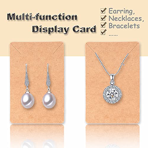 Earring Cards, Set Earring Display Cards with 100 Pcs Earring Holder Cards 200 Pcs Earring Backs and 100 Jewelry Packaging for Earrings Necklace Jewelry Display, Jewelry Bags 3.5x2.4 Inches (Brown)