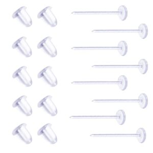 yoyostore 3mm invisible plastic earrings blank pins stud tiny head findings diy supplies (100 pieces/50 pairs)