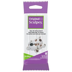 original sculpey® white, non toxic, polymer clay, oven bake clay, 1 pound great for modeling, sculpting, holiday, diy and school projects. great for all skill levels