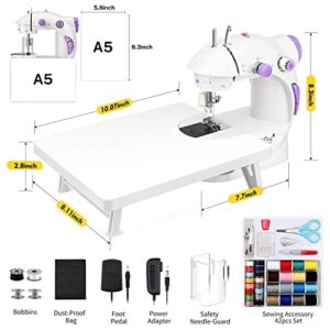 Magicfly Mini Sewing Machine for Beginner, Dual Speed Portable Sewing Machine Machine with Extension Table, Light, Sewing Kit for Household, Travel