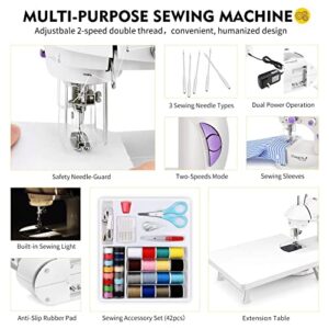 Magicfly Mini Sewing Machine for Beginner, Dual Speed Portable Sewing Machine Machine with Extension Table, Light, Sewing Kit for Household, Travel