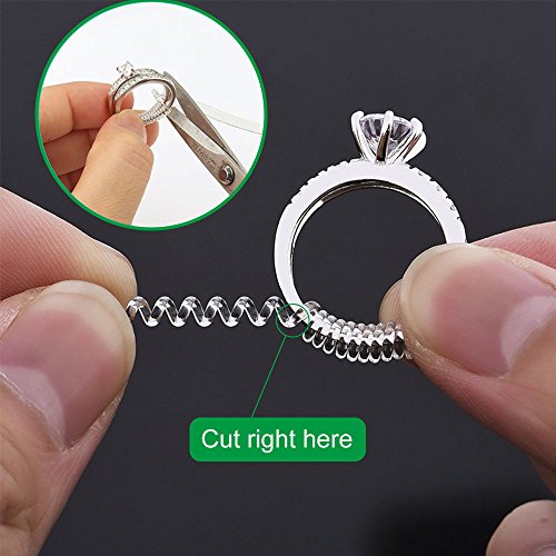 Anpro 15 Pack Ring Size Adjuster- with 3 Sizes Clear Ring Sizer Resizer Fit for Loose Rings-Spiral Silicone Tightener Set with Polishing Cloth(Please See The Below Picture for The Steps)