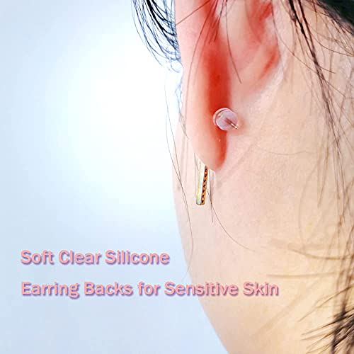 Silicone Earring Backs, Clear Earring backings with Box, Earring Safety Back Pads backstops Stopper, 6 Different Shapes Soft Earring Backs Replacements (600PCS/300Pairs)