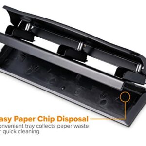 Bostitch Office 3 Hole Punch, Durable Metal,Rubber Base, 12 Sheets, Black (KT-HP12-BLK), 1 Pack