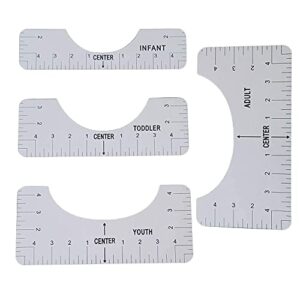 T Shirt Alignment Tool , Acrylic T-Shirt Ruler Guide to Center Designs for Vinyl and HTV Alignment Tool (Style B- 4PCS)