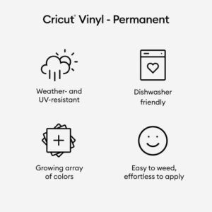 Cricut Premium Permanent Vinyl (12" x 48"), Strong Adhesive Lasts for 3 Years, UV & Water-Resistant, Perfect for Indoor-Outdoor DIY Projects, Compatible with Cricut Machines, Black