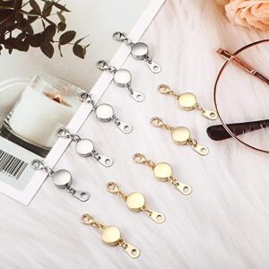 12 Pieces Locking Magnetic Jewelry Clasp Round Necklace Clasp Closures Bracelet Extender for Jewelry Making (Gold, Silver)