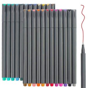 24 fineliner color pens, taotree fine line colored sketch writing drawing pens for journaling planner note taking adult coloring books, porous fine point markers, school office teacher art supplies