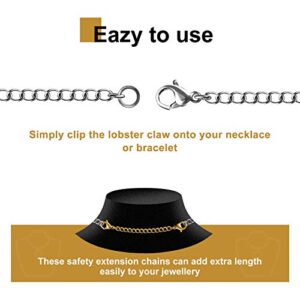 Necklace Extenders, 10Pcs Stainless Steel Gold Silver Necklace Bracelet Anklet Extension Chains with Lobster Clasps and Closures for Jewelry Making