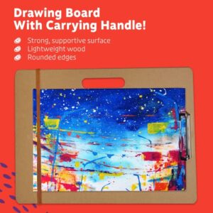 Artlicious Drawing Board - 13 x 17 Sketch Boards with Handle for Drafting Art - Portable Wooden Clipboard for Class or Studio Fit in Artists Tote