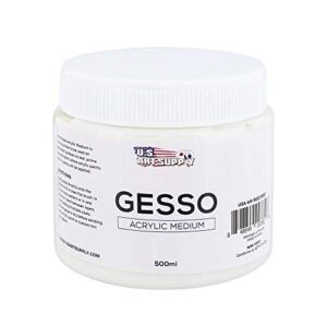 u.s. art supply white gesso acrylic medium, 500ml tub – 16.9 ounces over a pint