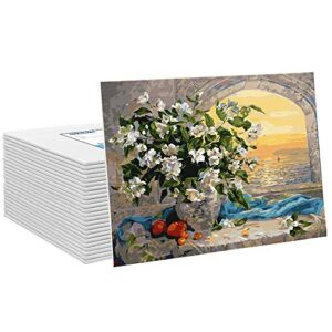 FIXSMITH Painting Canvas Panel Boards - 5x7 Inch Art Canvas,24 Pack Mini Canvases,Primed Canvas Panels,100% Cotton,Acid Free,Professional Quality Artist Canvas Board for Hobby Painters,Students & Kids