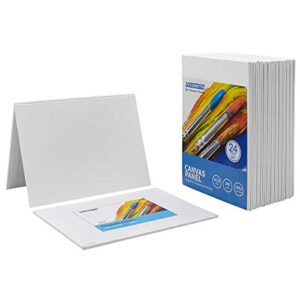 FIXSMITH Painting Canvas Panel Boards - 5x7 Inch Art Canvas,24 Pack Mini Canvases,Primed Canvas Panels,100% Cotton,Acid Free,Professional Quality Artist Canvas Board for Hobby Painters,Students & Kids