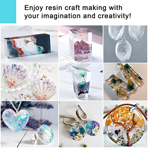 Epoxy Resin Clear Crystal Coating Kit 40oz - 2 Part Casting Resin for Art, Craft, Jewelry Making, River Tables, Bonus Gloves, Measuring Cup, Wooden Sticks, Dropper, Gold Foil Flakes and Tweezers