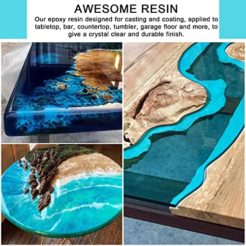 Epoxy Resin Clear Crystal Coating Kit 40oz - 2 Part Casting Resin for Art, Craft, Jewelry Making, River Tables, Bonus Gloves, Measuring Cup, Wooden Sticks, Dropper, Gold Foil Flakes and Tweezers