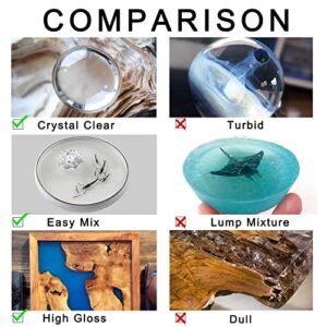 Epoxy Resin Clear Crystal Coating Kit 40oz - 2 Part Casting Resin for Art, Craft, Jewelry Making, River Tables, Bonus Gloves, Measuring Cup, Wooden Sticks, Dropper, Gold Foil Flakes and Tweezers