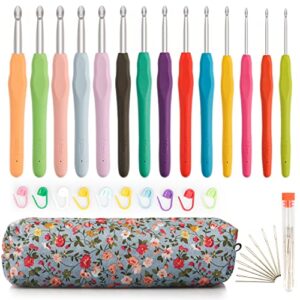 owill 14 piece crochet hooks set, crochet kits suitable for beginners adults, soft grip crochet needles with storage case, ergonomic crochet hooks applications for knitter enthusiasts