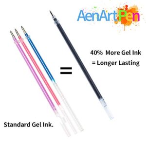 Glitter Gel Pens Colored Fine Tip Markers with 40% More Ink for Adult Coloring Books, Drawing and Doodling (24 Colors)