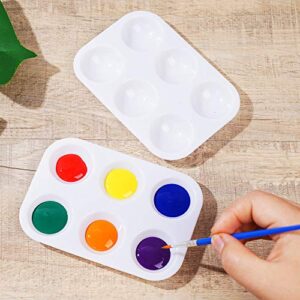 30 PCS White Plastic Paint Palettes 6 Well Rectangular Watercolor Palette Painting Tray for Painting Party, DIY Craft and Art Painting